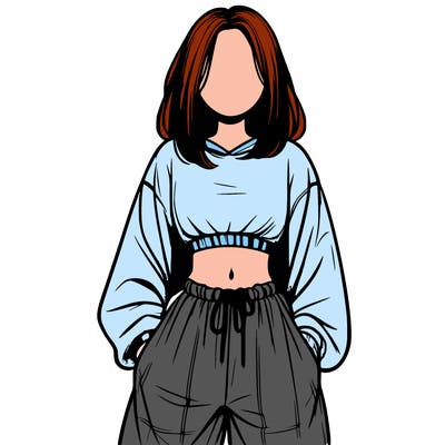 realistic girl faceless with baggy pants and a crop top