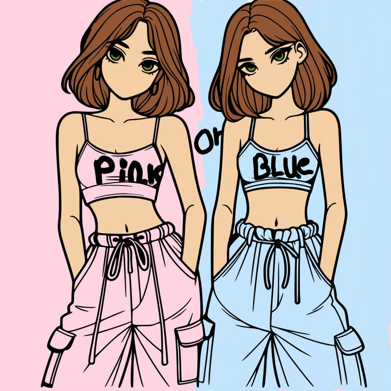 two girls with crop top with baggy pants
