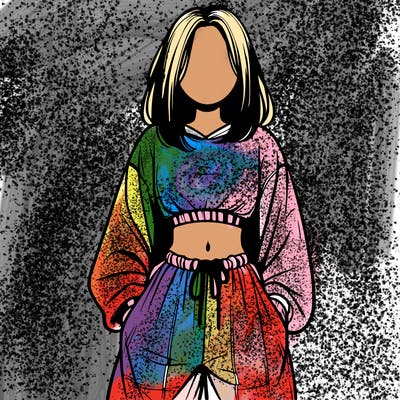 realistic girl faceless with baggy pants and a crop top