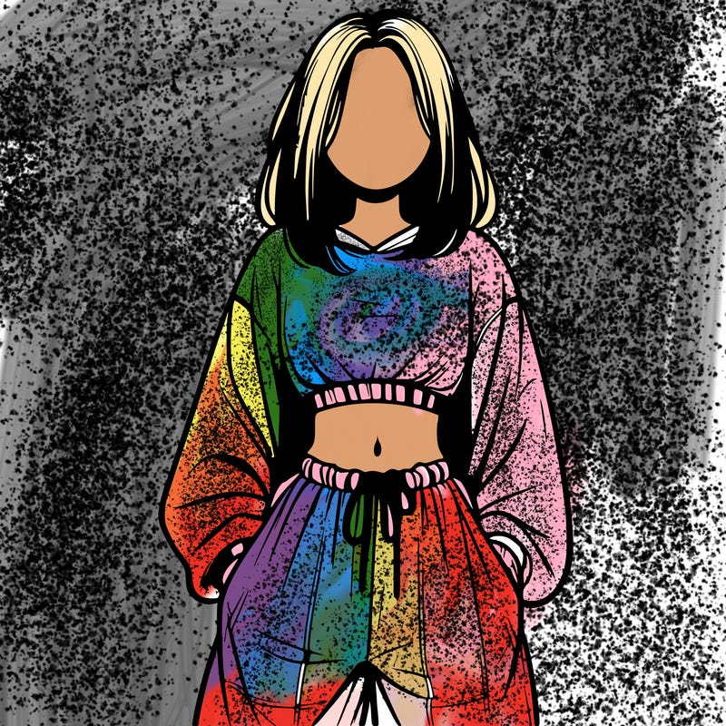 realistic girl faceless with baggy pants and a crop top