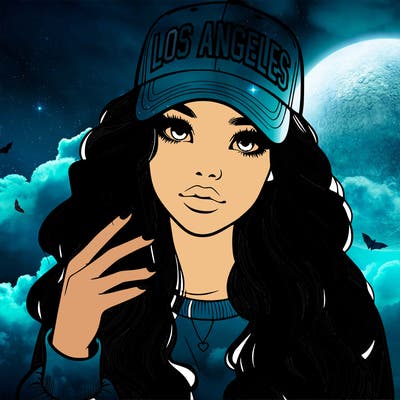 realistic beautiful girl wearing los ángeles cap holding an iphone