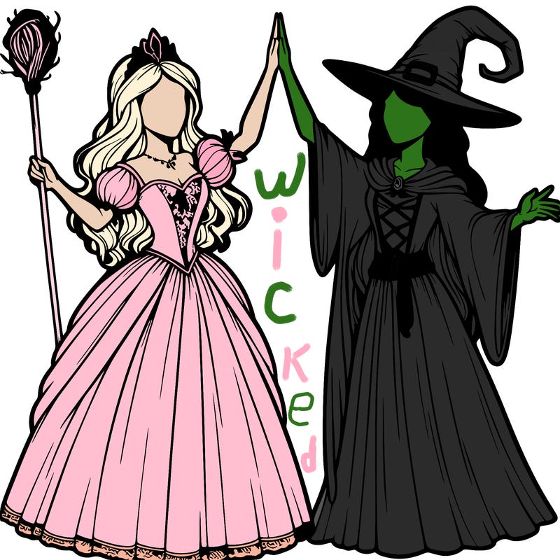 detailed realistic split of a princess and a witch