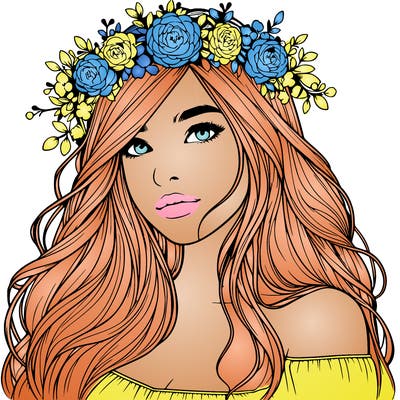 realistic girl with flower crown