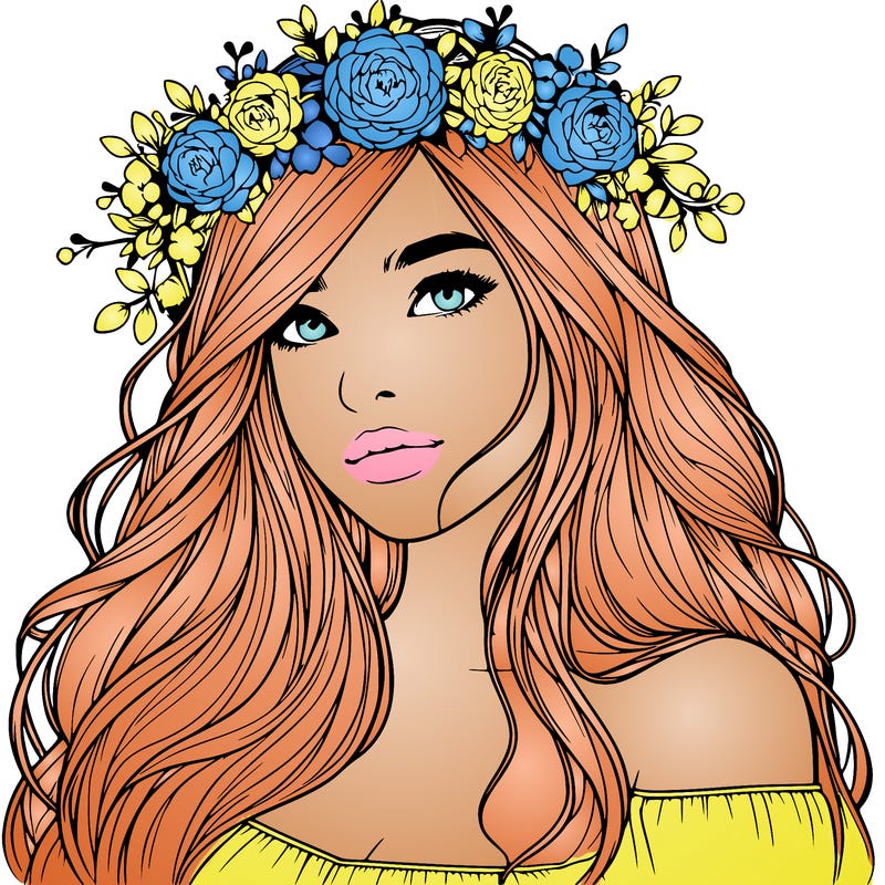 realistic girl with flower crown