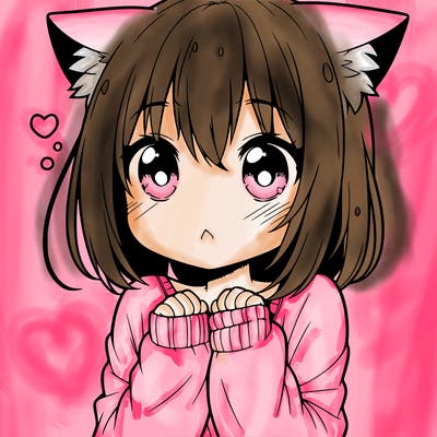 shy anime catgirl