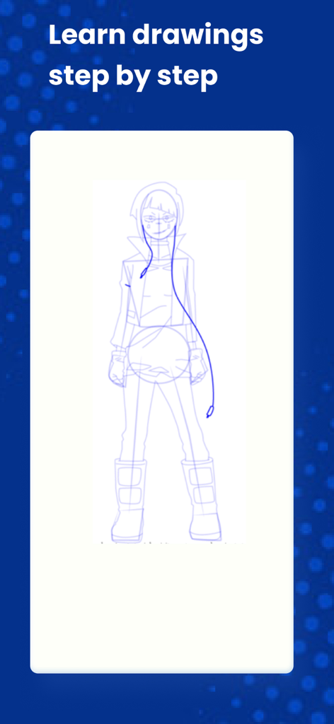 How to Draw Anime by Steps - Interfaz que muestra un tutorial de dibujo de personajes de anime paso a paso.