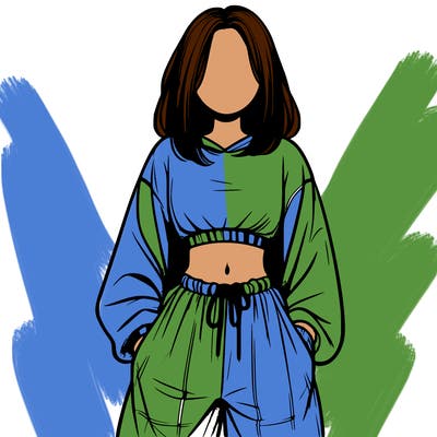 realistic girl faceless with baggy pants and a crop top