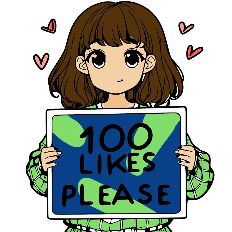 a girl holding a sign saying 100 likes please