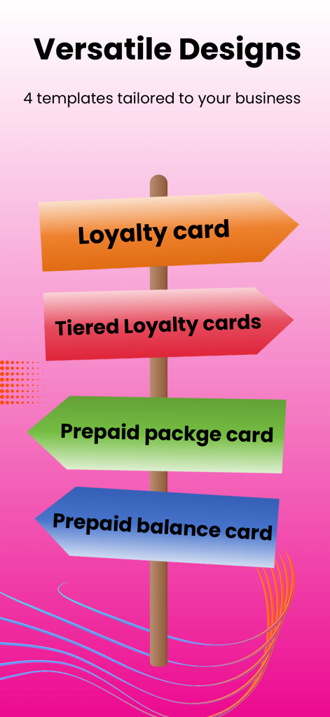 Vier digitale Treuekartenvorlagen, einschließlich gestaffelter Treuekarten und Prepaid-Optionen.