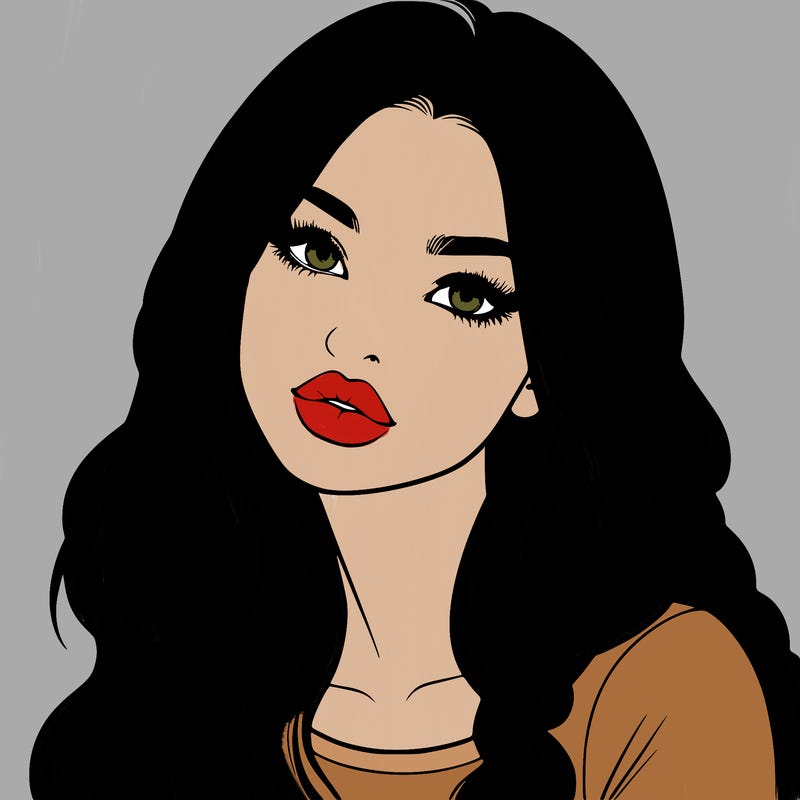 realistic girl with hair on her hair and lips