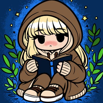 girl in oversized hoodie reading a book