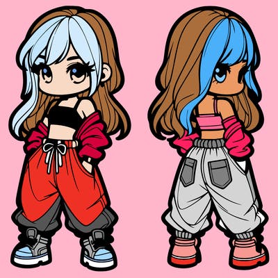 girl in crop top and baggy pants