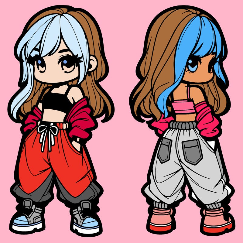 girl in crop top and baggy pants