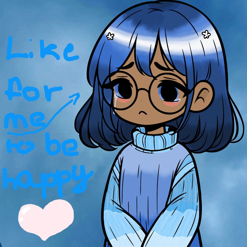 sad girl with glasses in a sweater