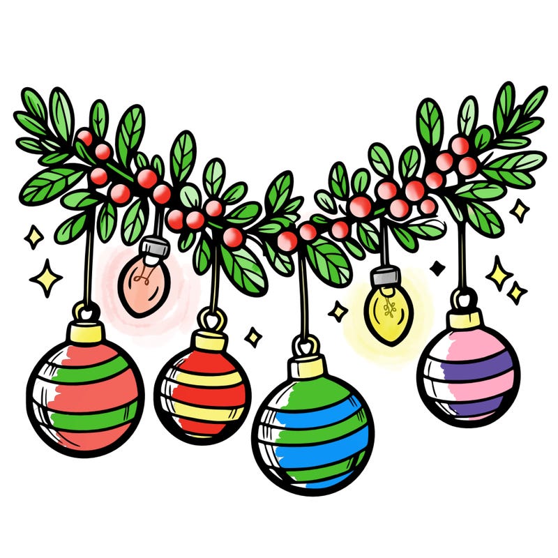 christmas garland with big bulbs