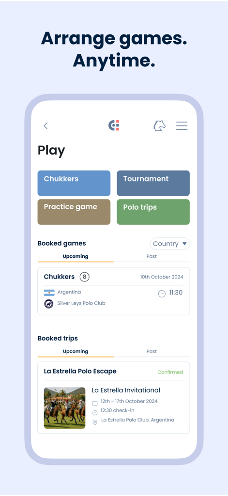 ChukkerApp - ChukkerApp interface for scheduling polo chukkers, tournaments, and trips.