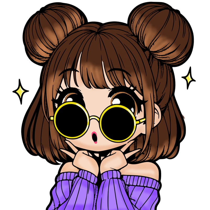 manga girl with hairbuns and sun shape sunglasses