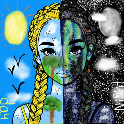 realistic girl with braids