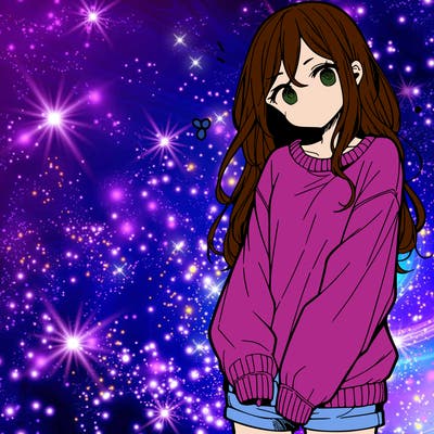 manga teen girl  in a sweater and baggy pants