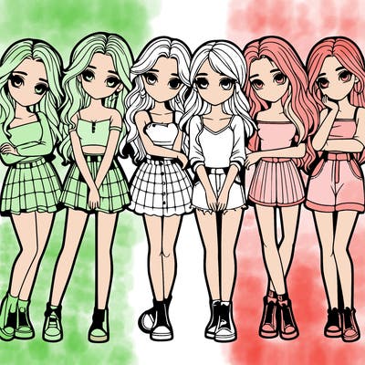 a group of girls realistic