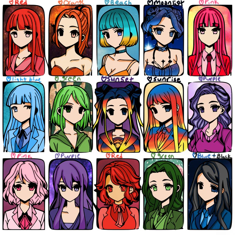 girls that look diffrent anime