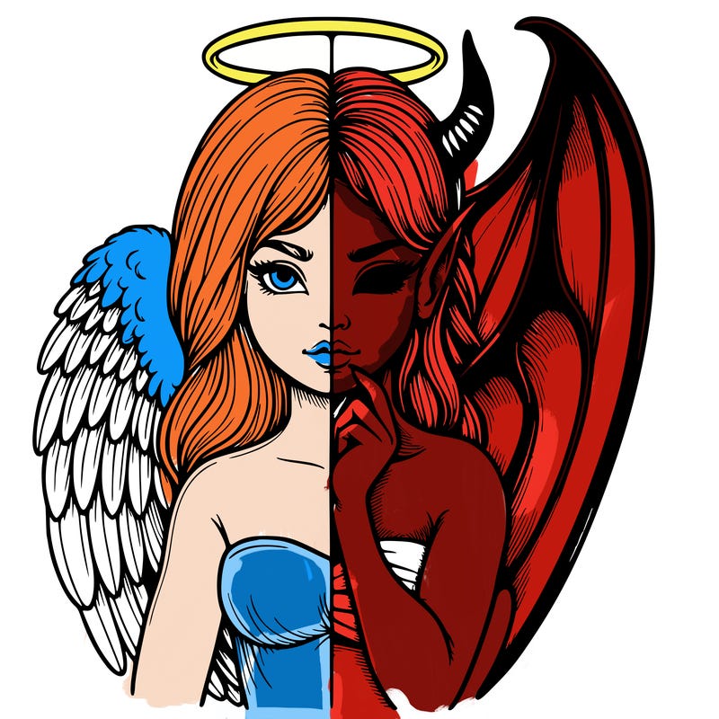 realistic angel half demon