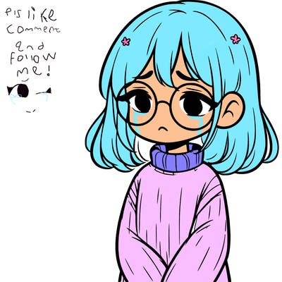 sad girl with glasses in a sweater