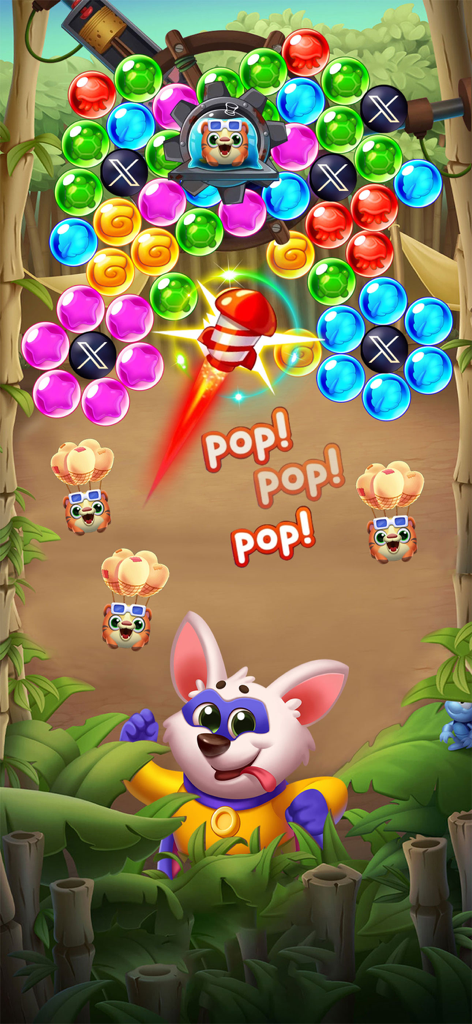 Bubble Island - Bubble Shooter - Gameplay di Bubble Island shooter con bolle colorate e personaggi animali