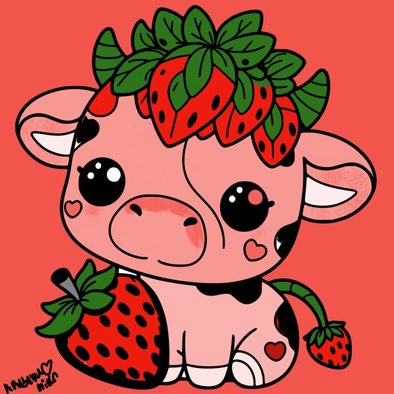 cute strawberry cow