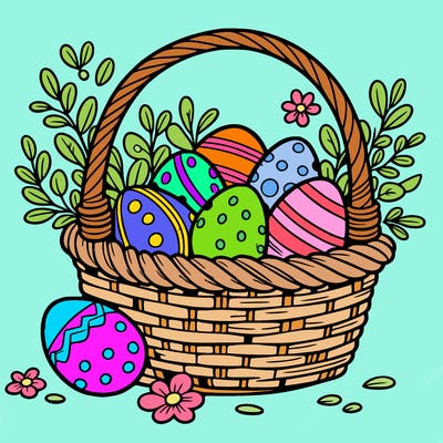 basket filled with easter eggs