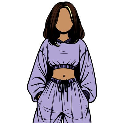 realistic girl faceless with baggy pants and a crop top