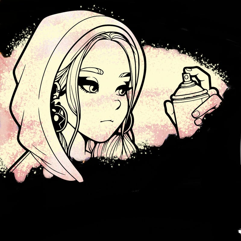 a realistic girl, spray painting