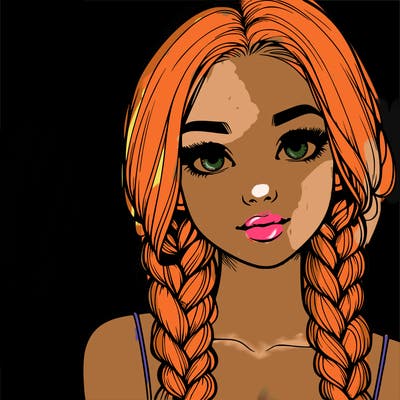 realistic girl with braids