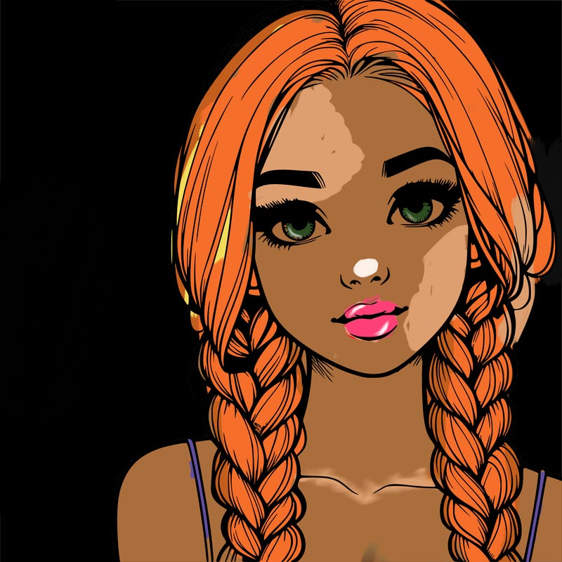 realistic girl with braids