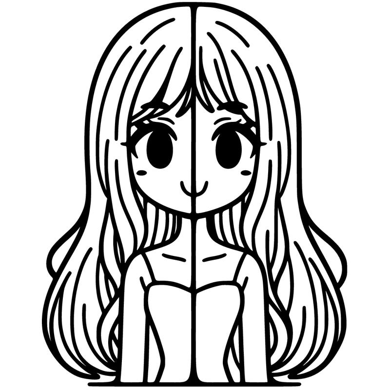 split girl with long hair