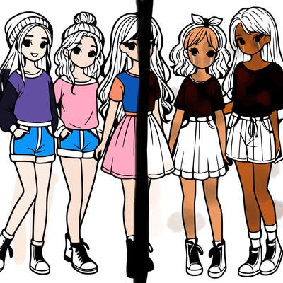 a group of five girls