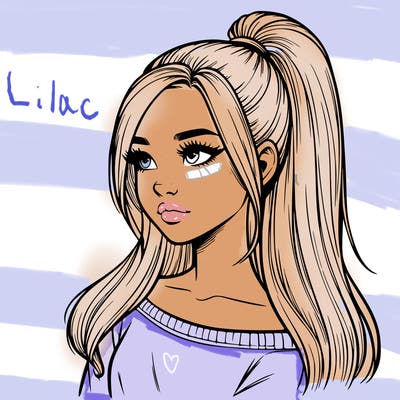 realistic girl with a high ponytail