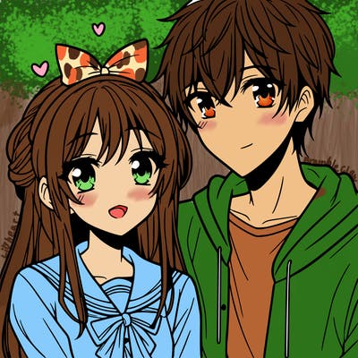 anime girl and a boy in love