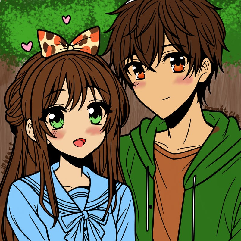 anime girl and a boy in love