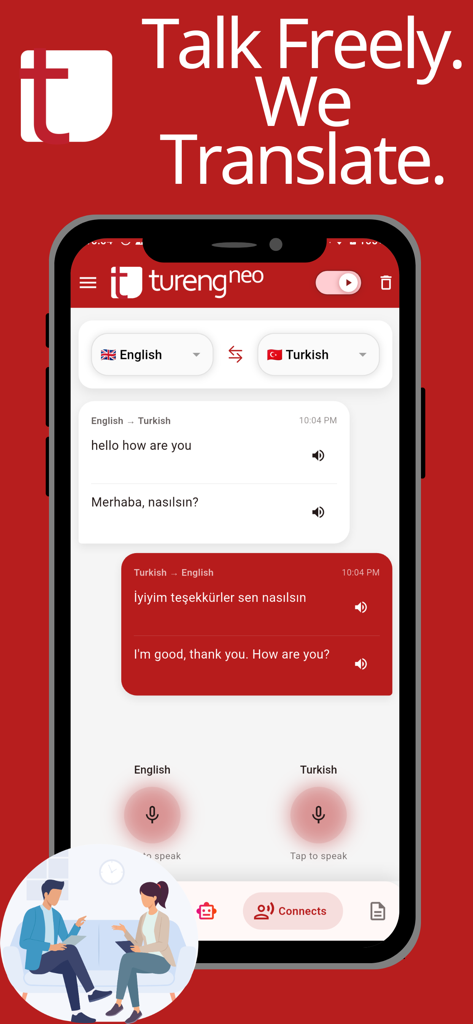 Tureng Neo - Real time English and Turkish voice translation in the Tureng Neo app