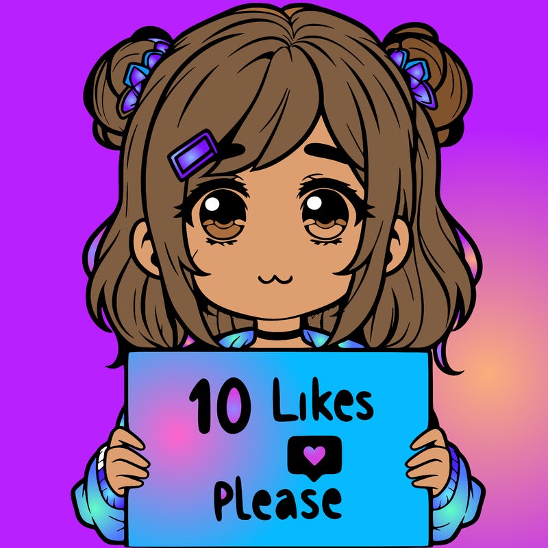 a girl with a sign saying 10 likes please
