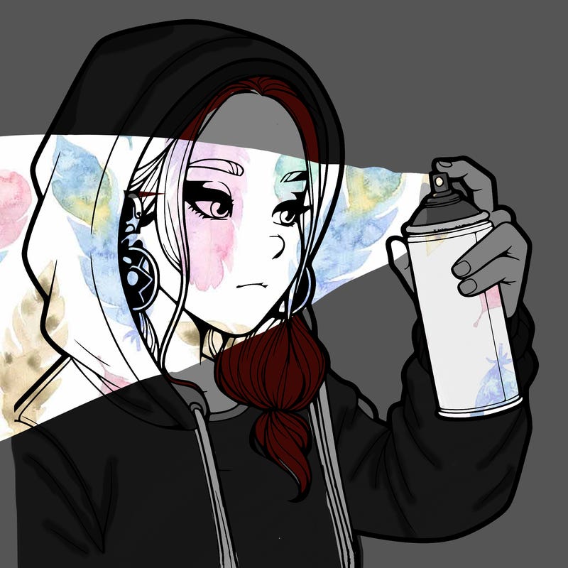 a realistic girl, spray painting