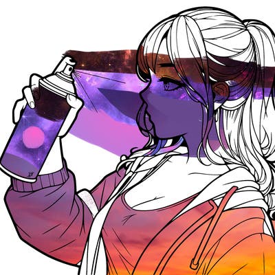 a realistic girl spray, painting