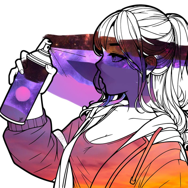 a realistic girl spray, painting