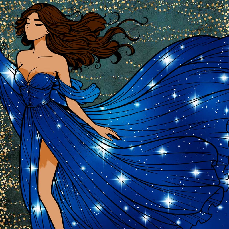 realistic woman in dress flowing the the wind