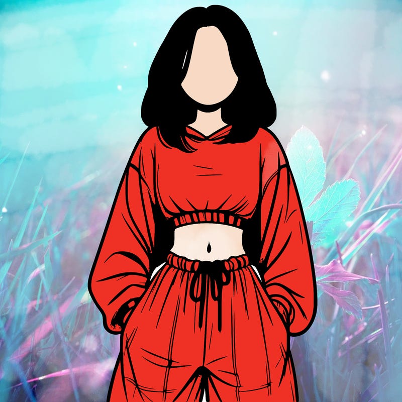 realistic girl faceless with baggy pants and a crop top