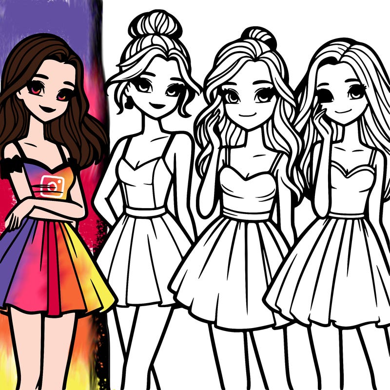 four beautiful teen girls in dresses