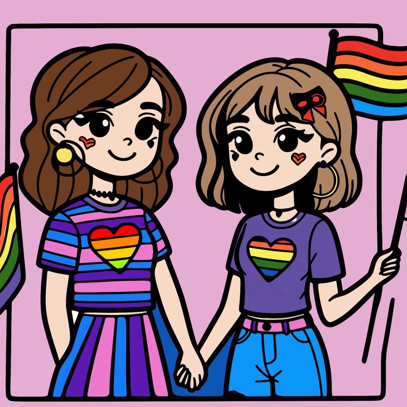 two girls, pride month