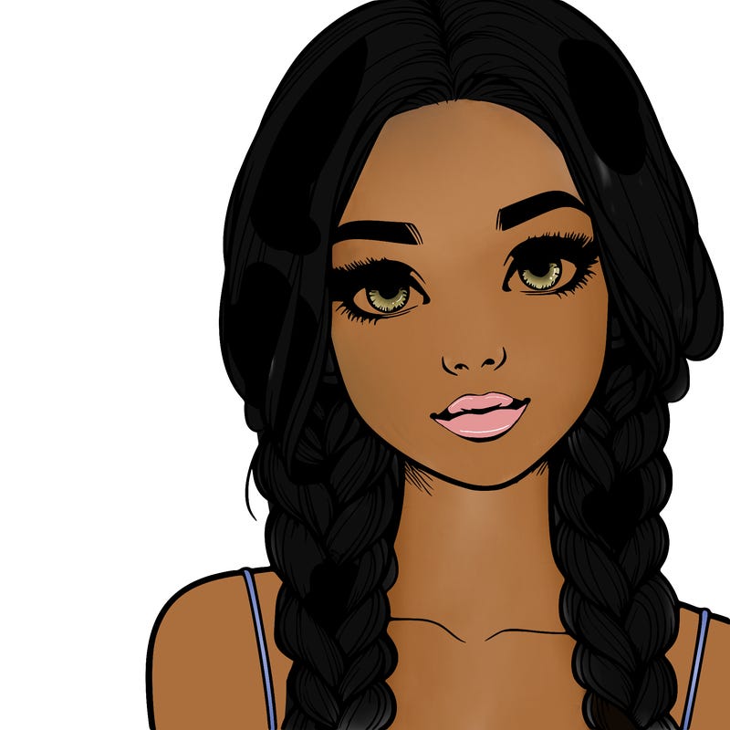 realistic girl with braids