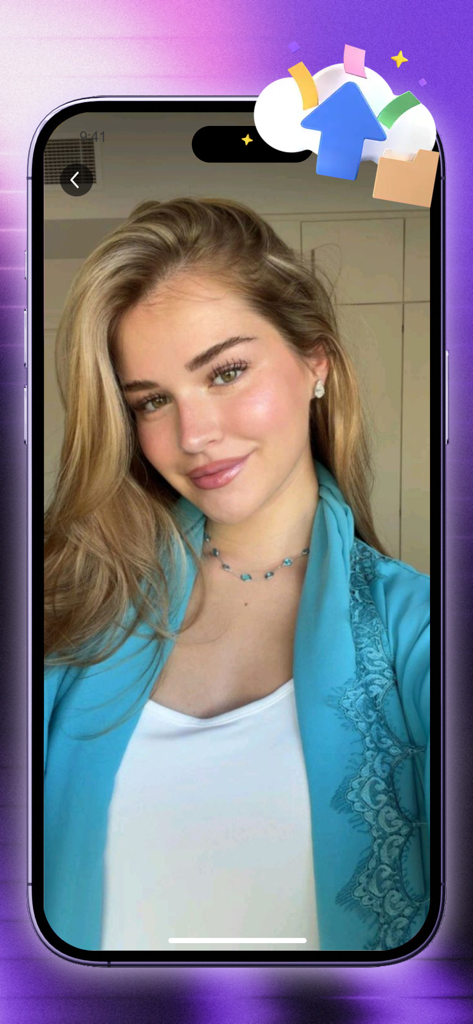 Wallea - Pantalla de smartphone mostrando un fondo de pantalla de retrato estético en la aplicación Wallea